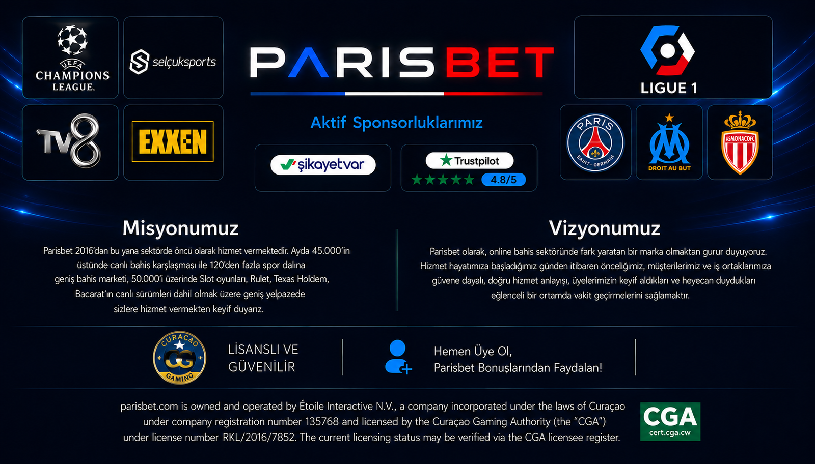 Sponsorluklar ve Lisans Bilgisi